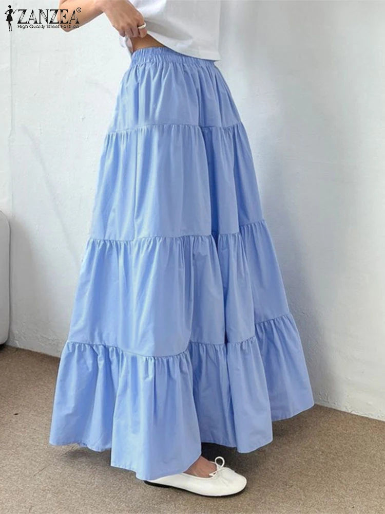 Women Korean Fashion Tiered Maxi Skirt