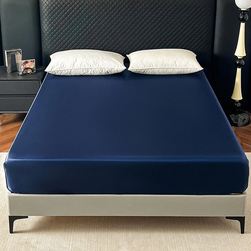 Satin Elastic Fitted Sheet Solid Mattress Cover