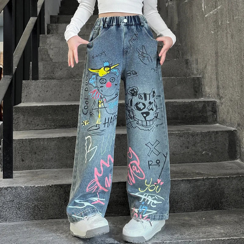 New Design Children Printed Hip Hop Jeans