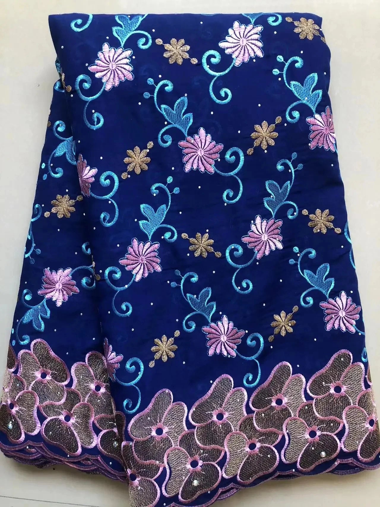 Wholesale Cotton African Lace Fabric 2023 High Quality Swiss Voile Lace Fabric Nigerian Dry Lace Fabrics With Stones Wedding Sew