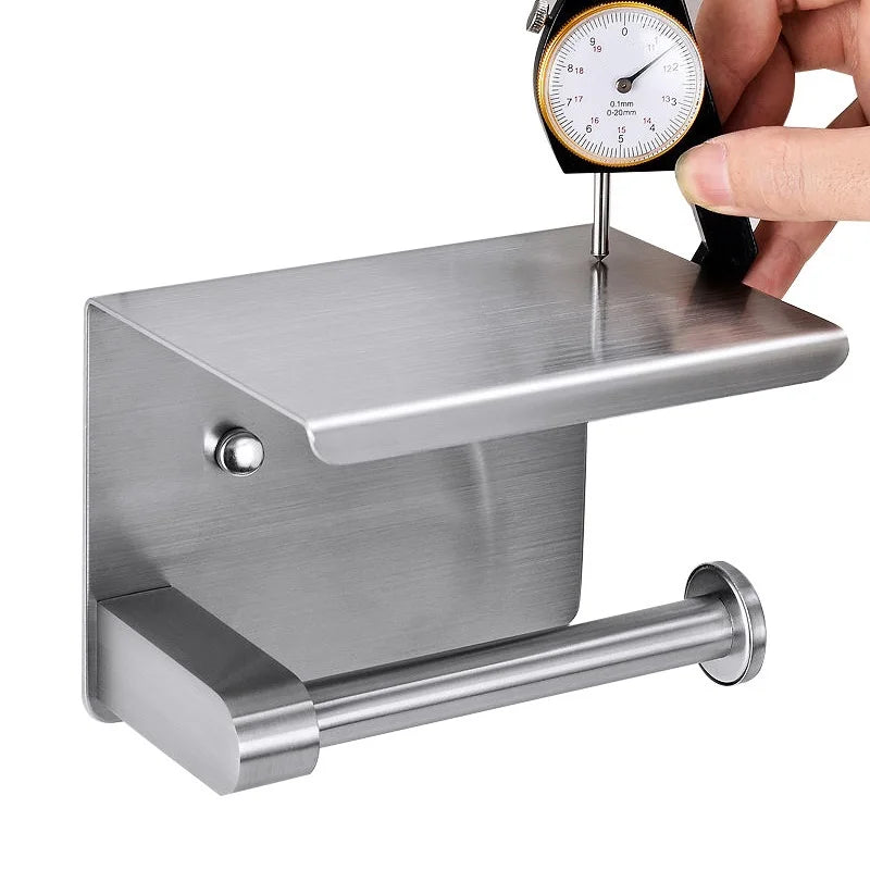 Toilet Paper Holder Wall Mount, Fits Mega Rolls Size Toilet Paper Holder with Shelf, Premium Rustproof Stainless Steel,Silver