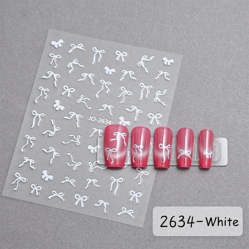 3 D White Bow knot Flower Nail Art Sticker