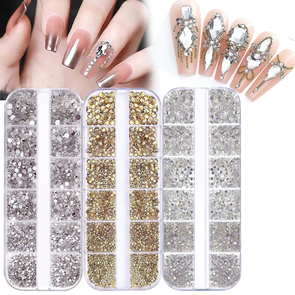 2400pcs+ Shiny Clear Crystal Gems Nail