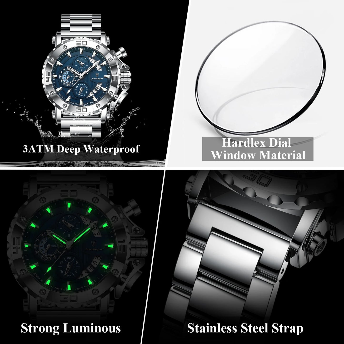 Luxury Luminous Waterproof Chronograph Watch