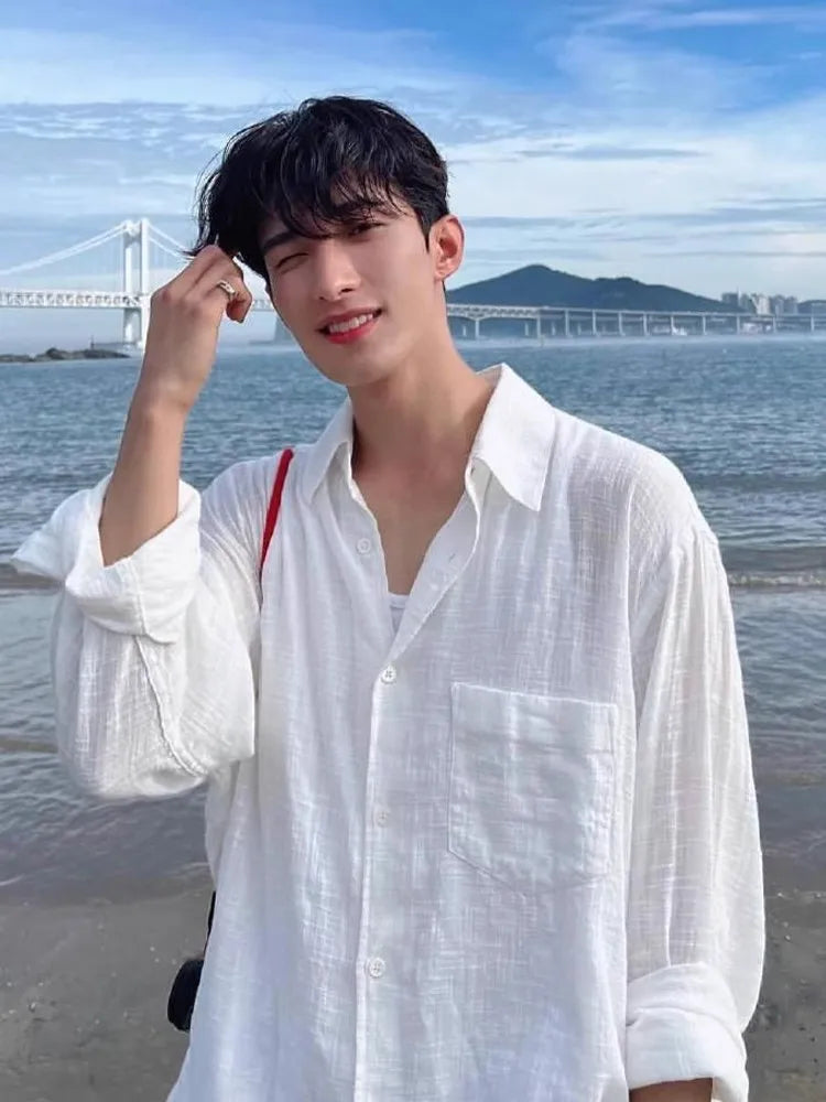 White Linen T shirt For Men