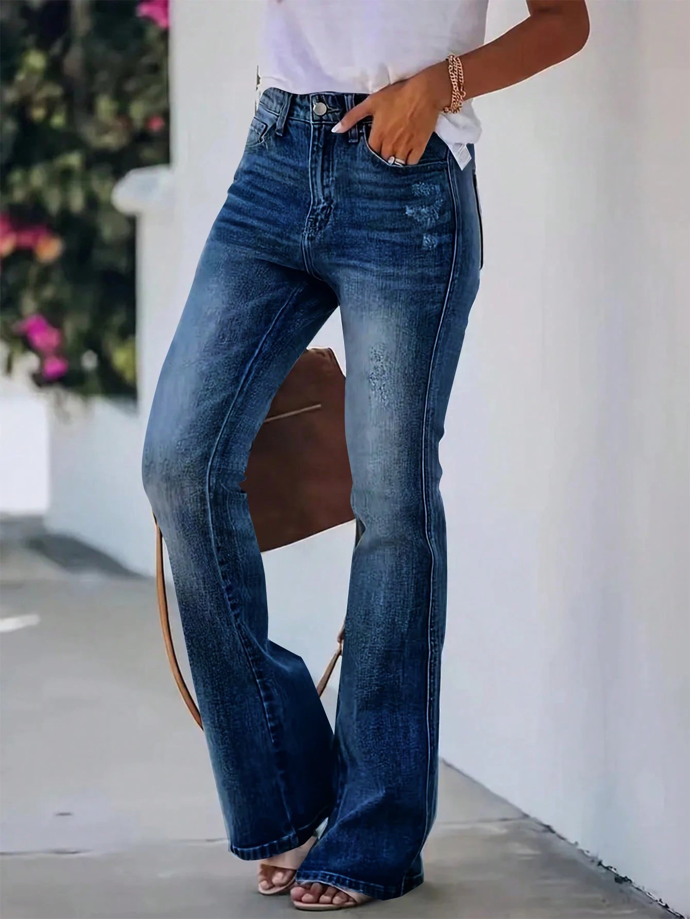 New hot women's horn jeans high waist slimming Denim pants