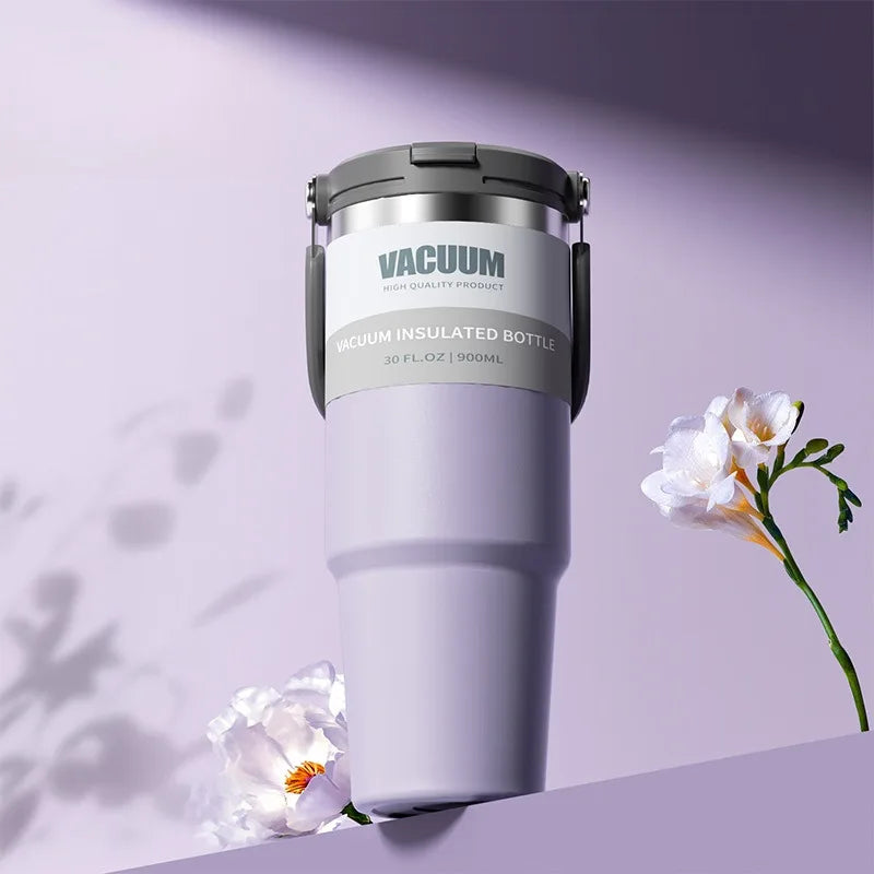 Car Thermal Mug Extra Large Capacity 900/1200ml Stainless Steel VacuumThermal Mug Handheld Portable Outdoor&Sport Water Cup