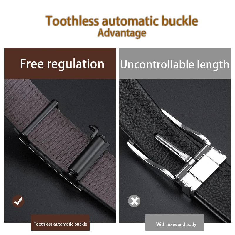 Fashion Men's Genuine Leather Automatic Buckle Belt