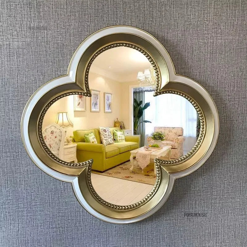 Creative Four-leaf Clover Decorative Mirrors Home Living Room Background Wall Decorative Mirror Bathroom Hotel Makeup Mirror AA