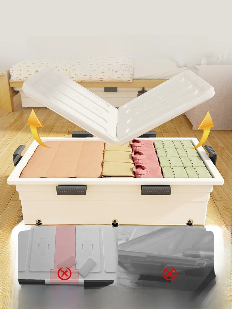 Flat Under-bed Storage Box with Wheels