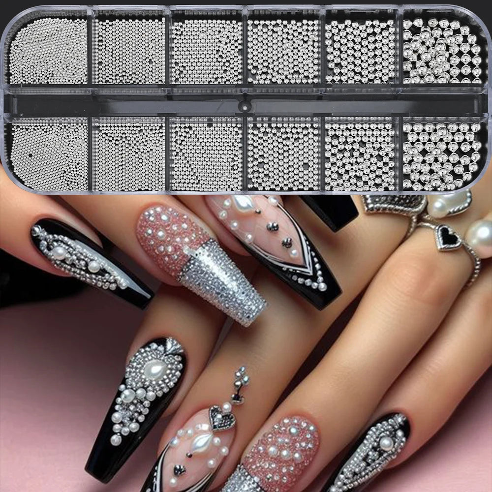 1 Box Half Round Flat back Nail Rhinestones