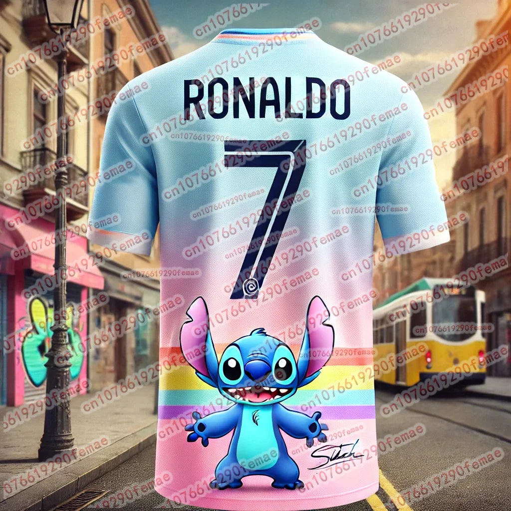Stitch And Ronaldo Cartoon 3 D Printed T-shirts