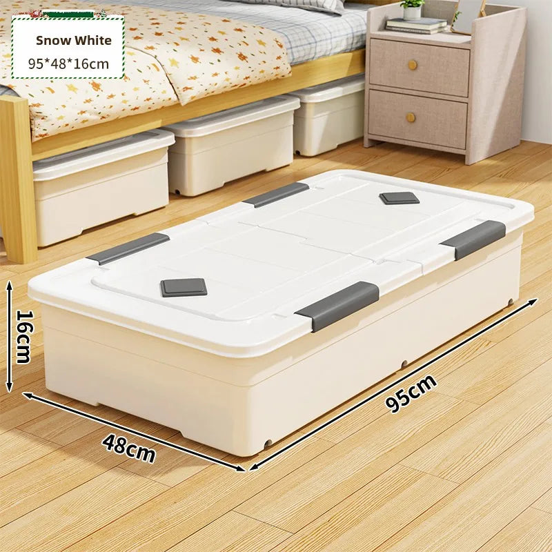 Flat Under-bed Storage Box with Wheels