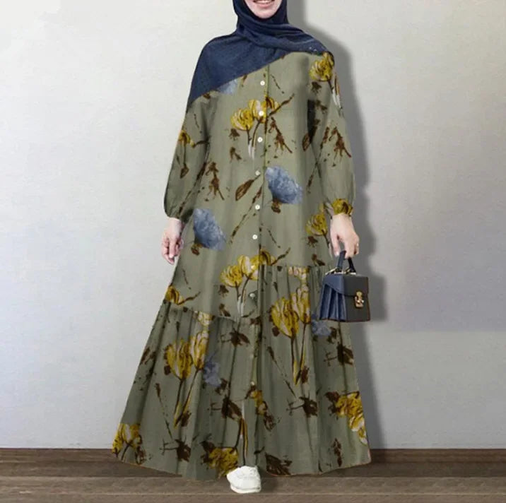 Women's Cotton Dress Muslim Kaftan Long Skirt