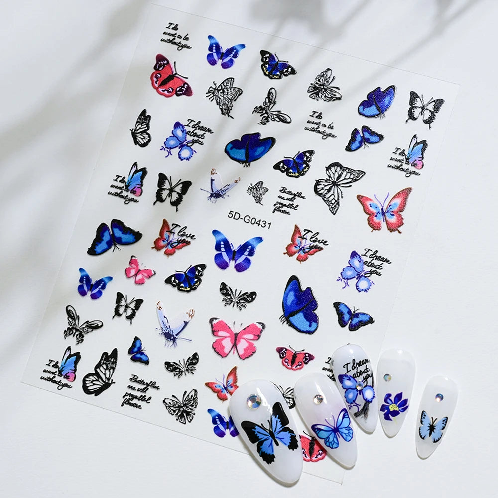 5 D Macron Flower/Fruit Nail Charms Sticker