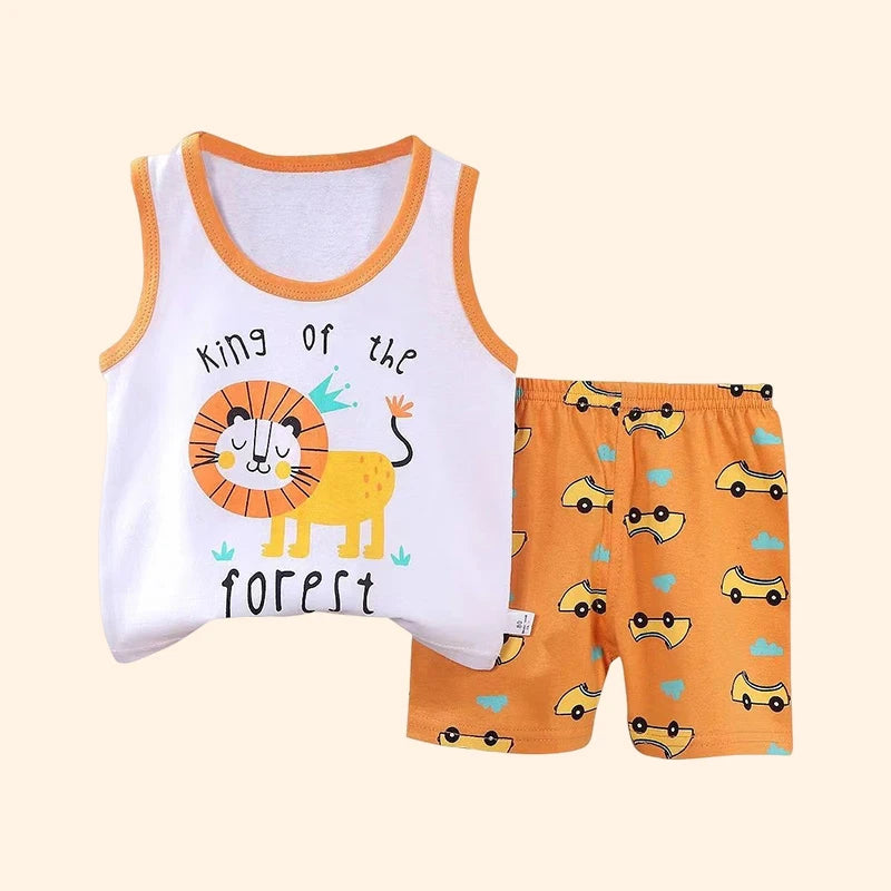 2 PCS Set T-Shirt+Shorts Suit