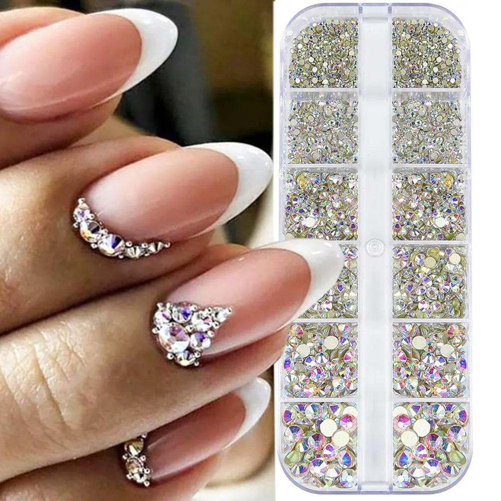 2400pcs+ Shiny Clear Crystal Gems Nail
