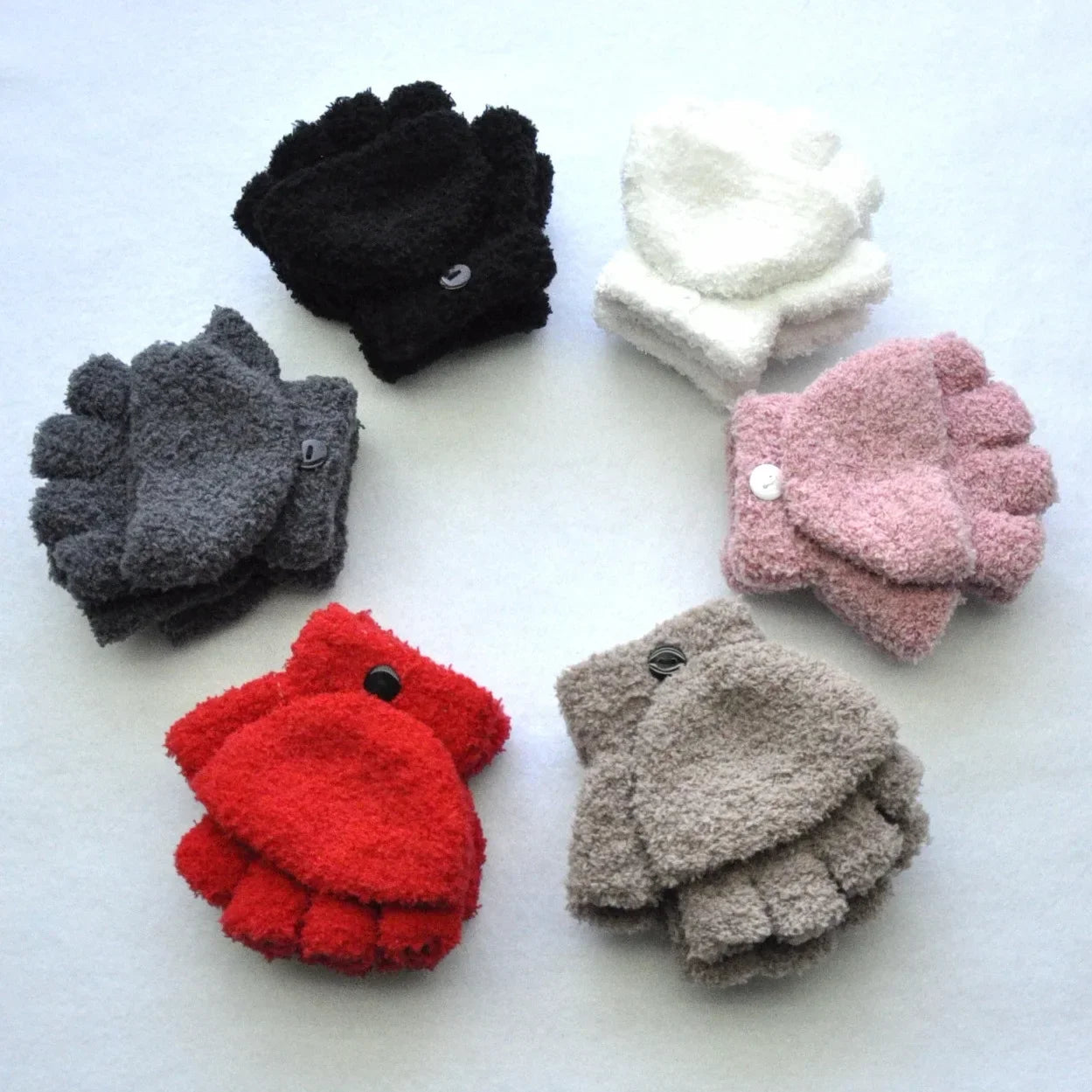 Baby Cashmere Warm Half Fingered Flap Mittens