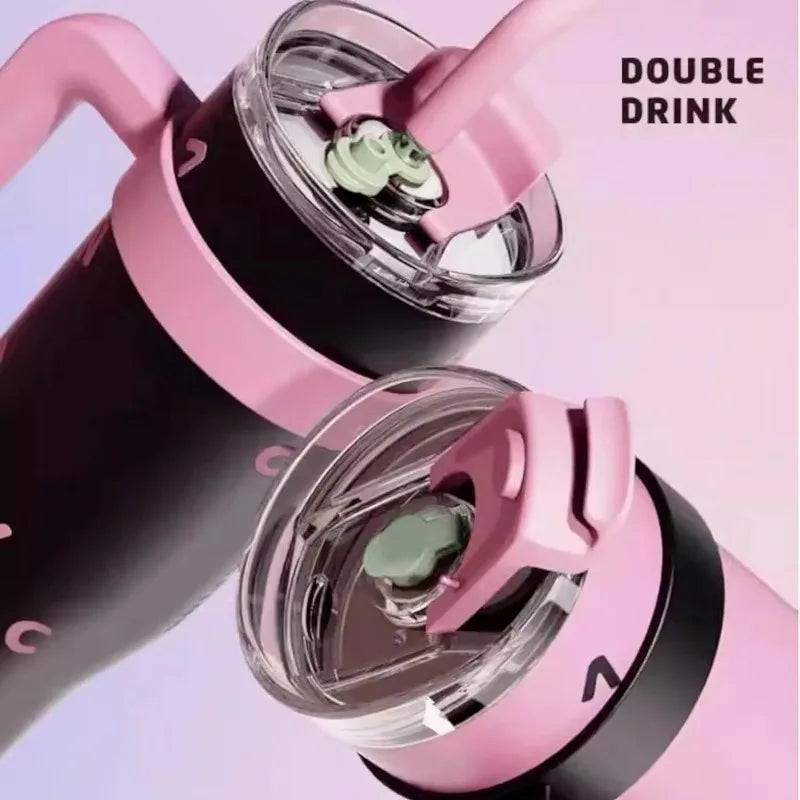 1200ML Stainless Steel Vacuum Tumbler-Double-Walled Insulated Travel Mug with Straw, Large Capacity Thermos for Hot/Cold Drinks