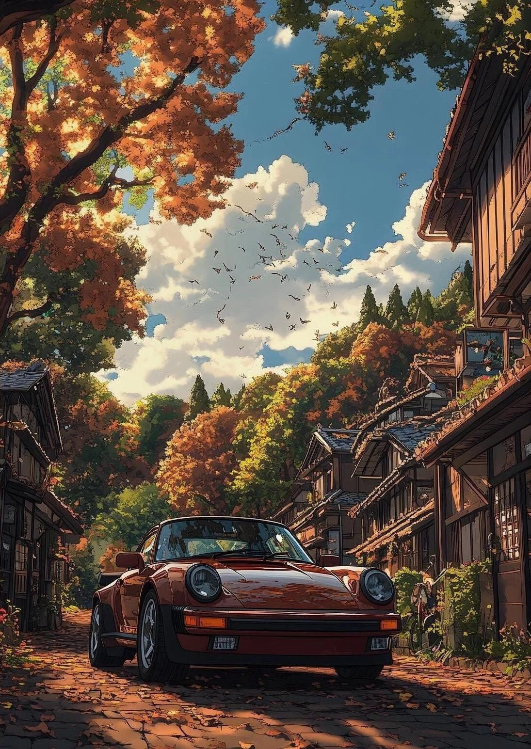 Classic Porsche 911 Alpine Drive Poster Retro Alpine Trip Cartoon Prints Canvas Painting Wall Art Picture Home Living Room Decor