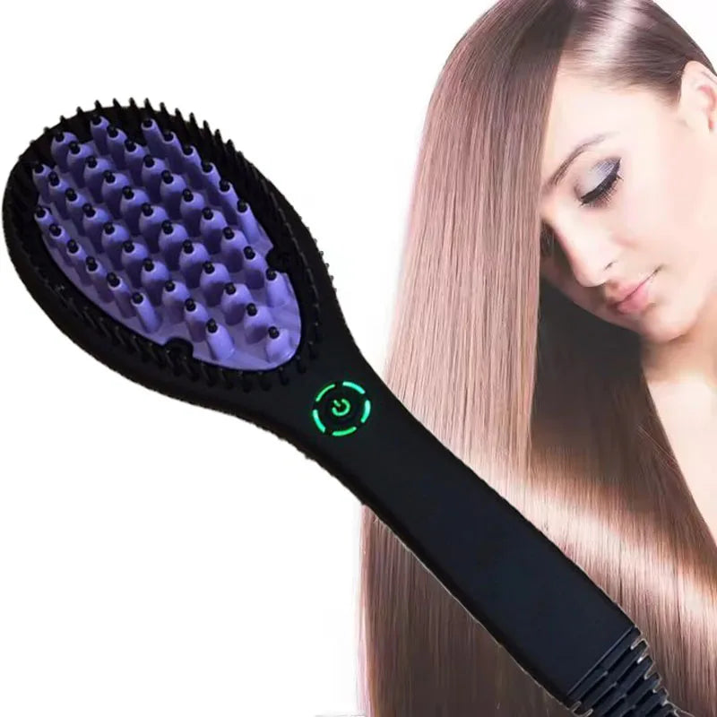 Hair Straightener Brush Ceramic Fast Straightening Heating Hot Comb Women's Smoothing Brush Styling Tool Curling Iron