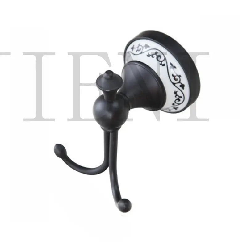 JIENI Wall Mounted Matte Black Washroom Bathroom Accessories Towel Ring Rack Paper Holder Toilet Brush Holder Frosted Glass Cup