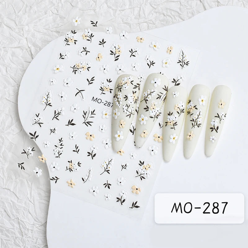 3 D White Bow knot Flower Nail Art Sticker
