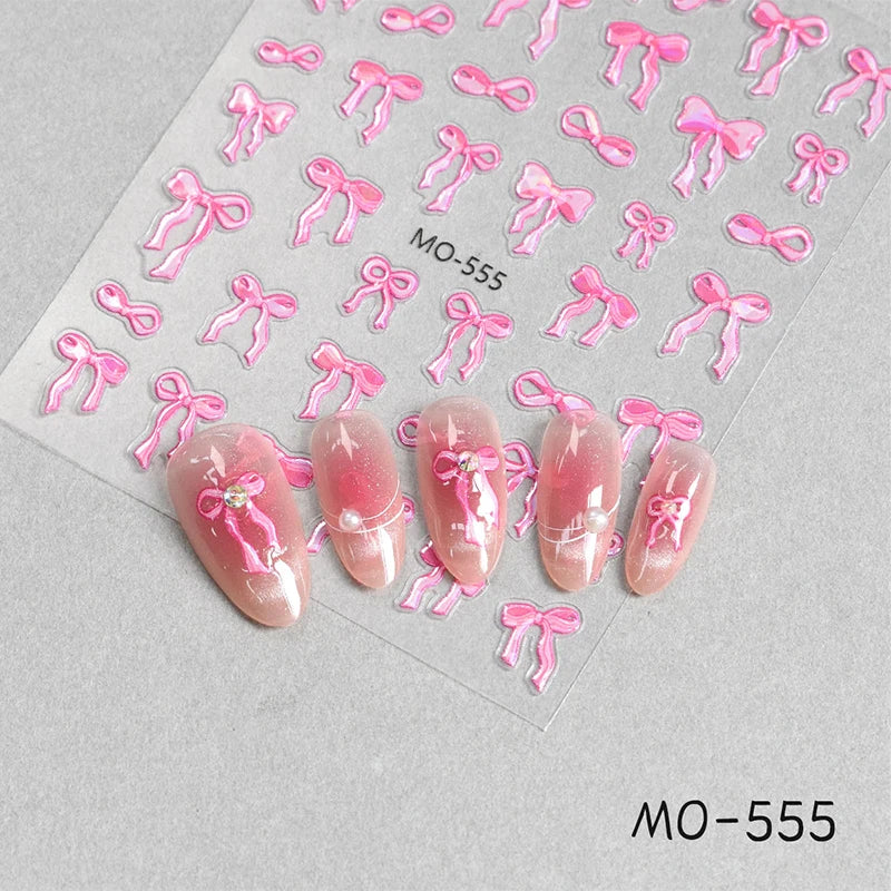 3 D White Bow knot Flower Nail Art Sticker