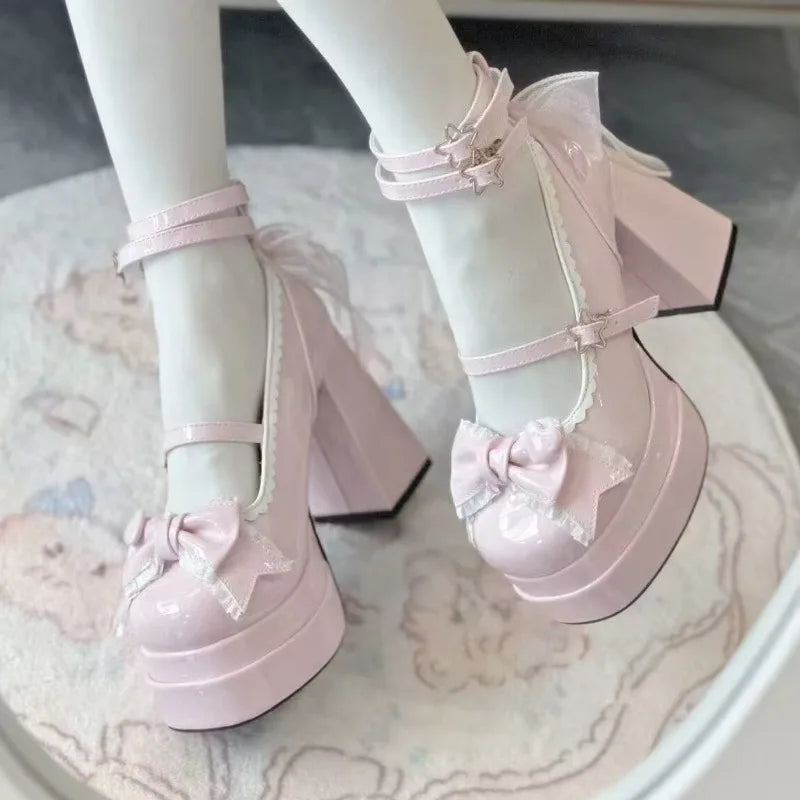 Woman Trendy Lolita Elegant Chunky Pumps