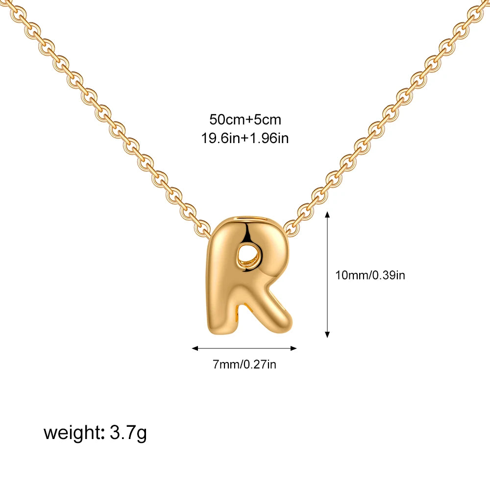 3D Bubble Initial A-Z Alphabet Mini Necklace