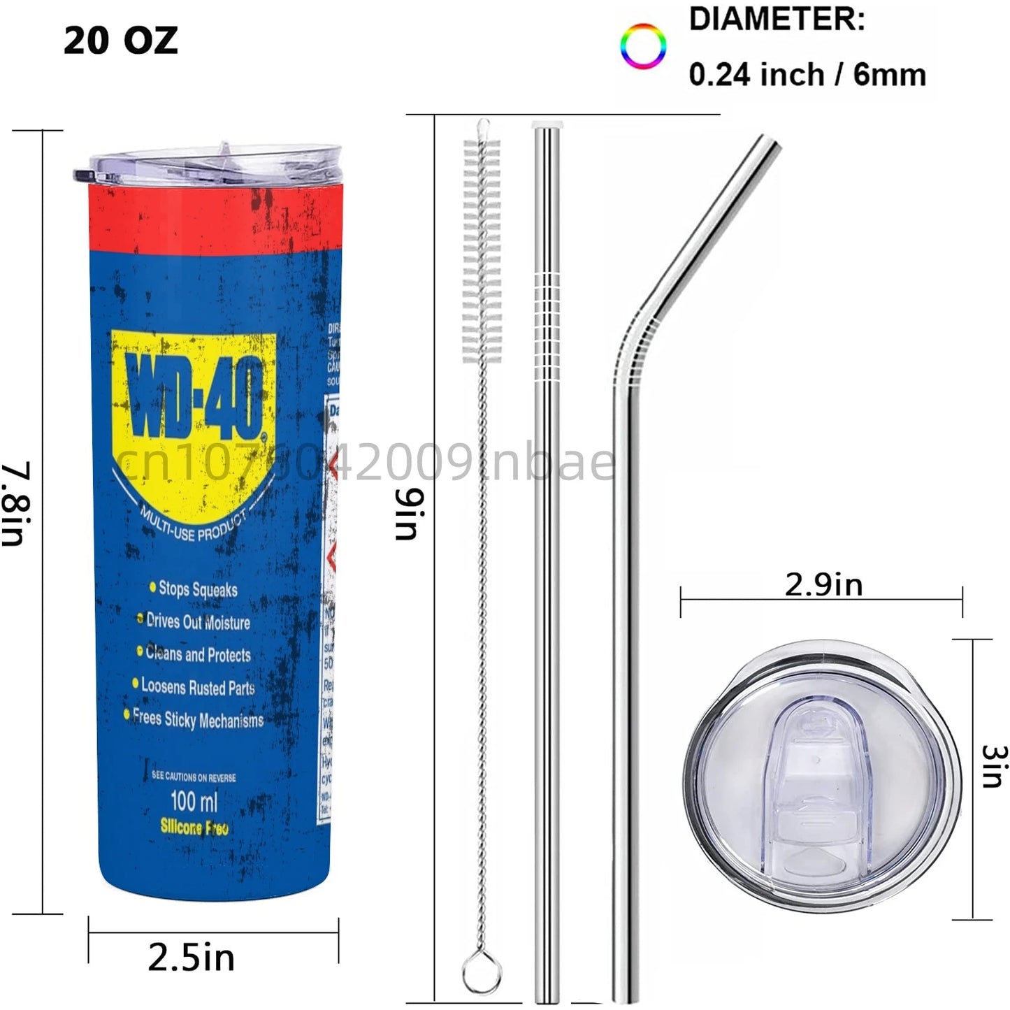 20Oz WD40 Mechanic Oil Stainless Steel Vacuum Double Wall Insulated Tumbler with Lid Cold Hot Drink Coffee Mug Engineer Gifts