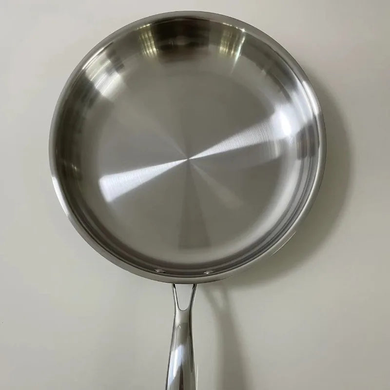 304 Stainless Steel Frying Pan Uncoated Frying Pan Three-layer Steel Non-stick Pan for Frying Steak and Eggs