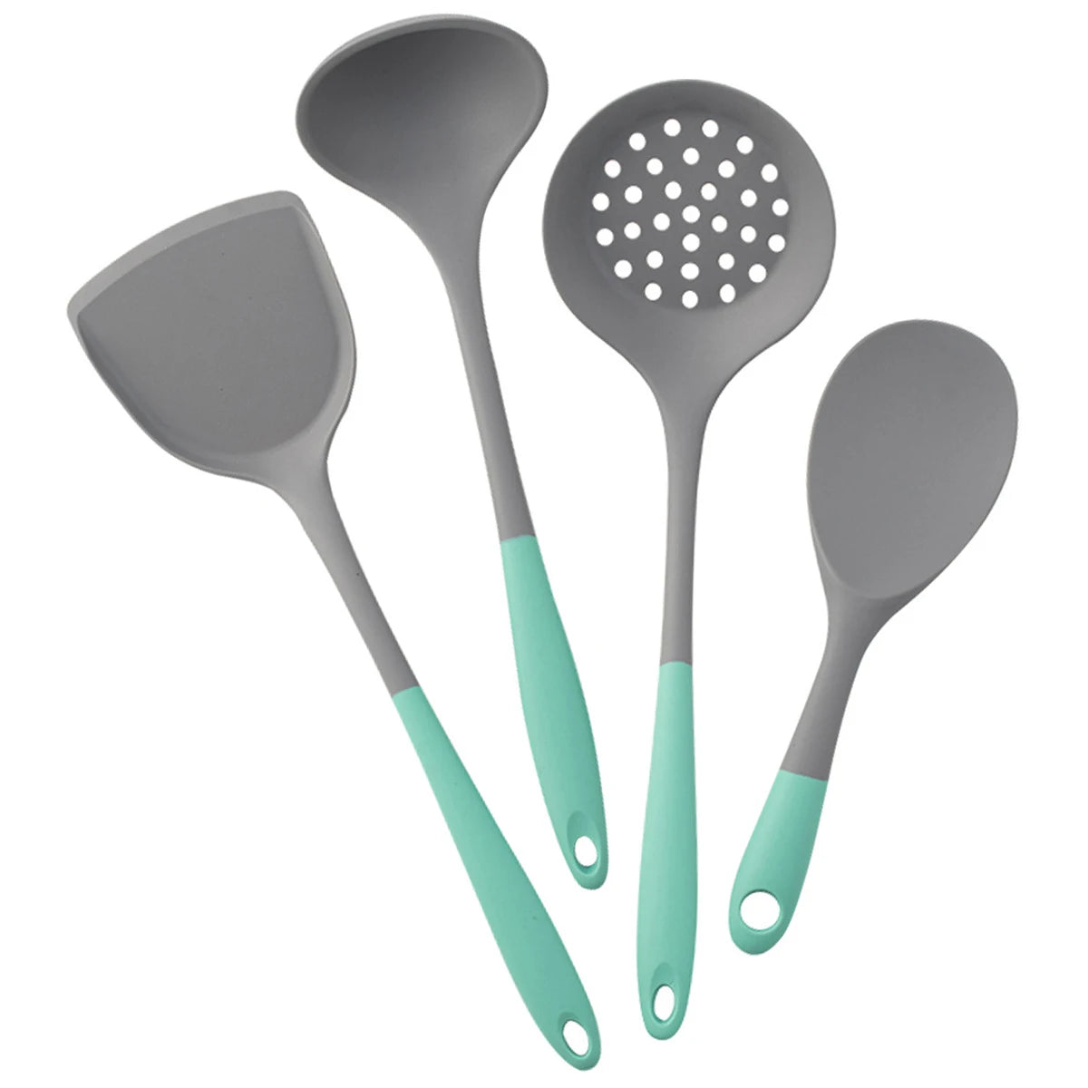 4pcs Silicone Kitchenware Utensils Set Pot Shovel Leaky Spoon Soup Spoon Ladle Cooking Set Party Home Kitchen Tools