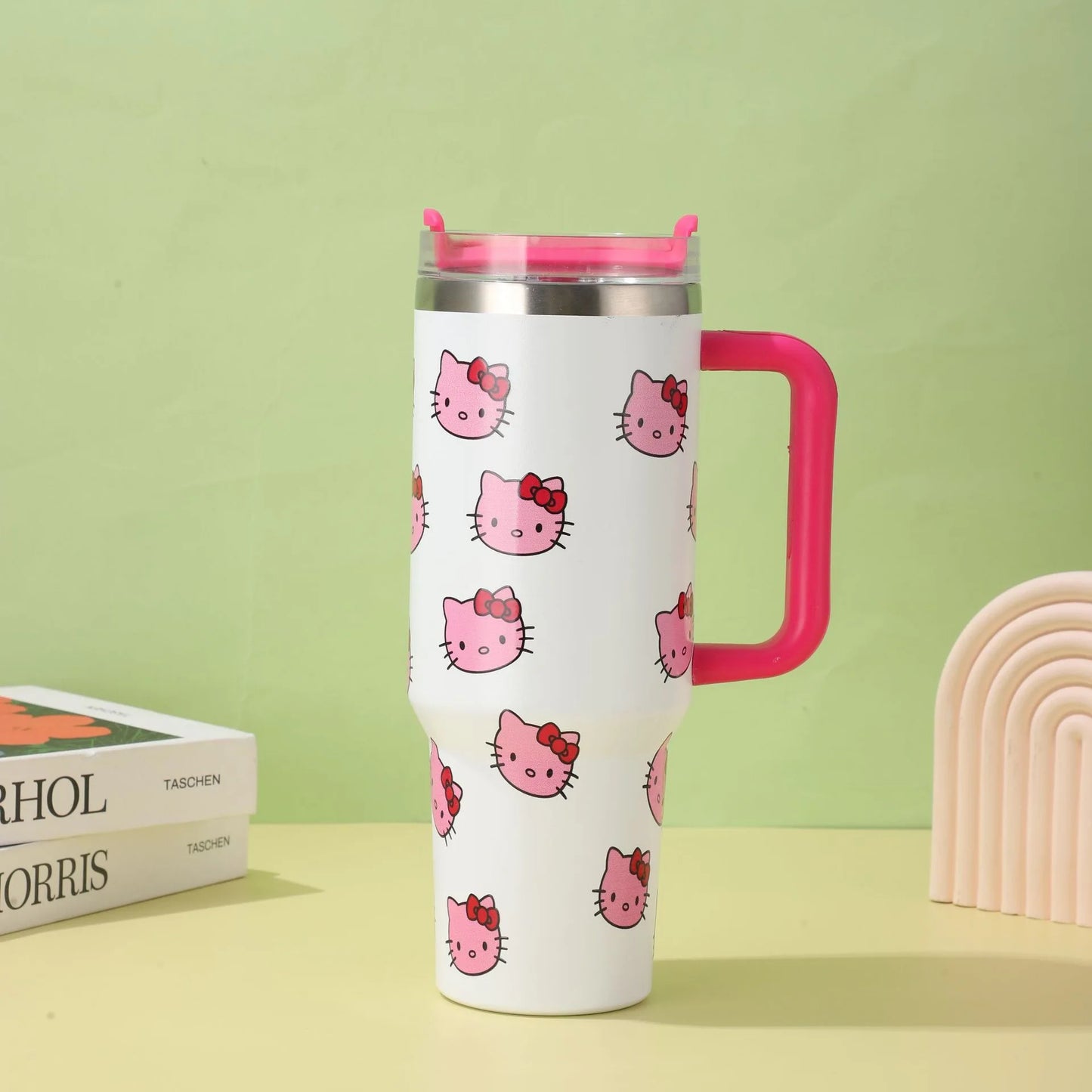 40oz Sanrio Hello Kitty Stainless Steel Insulated Mug With Handle Straw Mugs Large Capacity Thermos Drinks Coke Cups Coffee Mug