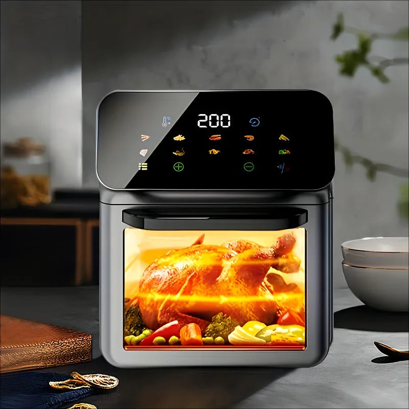 Household large capacity visual air fryer multifunctional healthy touch screen electric oven non-stick pan baking utensils