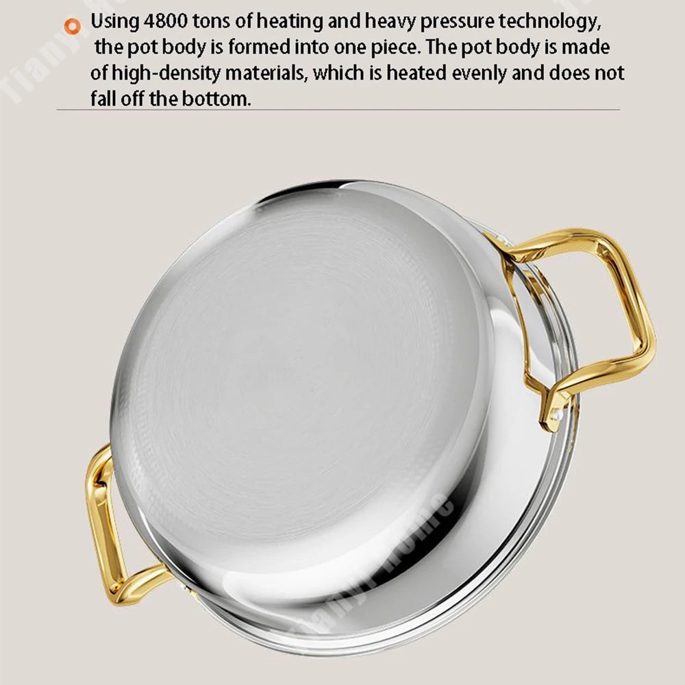 30cm Stainless Steel Frying Pan Non-stick Soup Pot wok with lid Home Honeycomb Induction Cooker Gas Stove Stew Kitchen Cookware