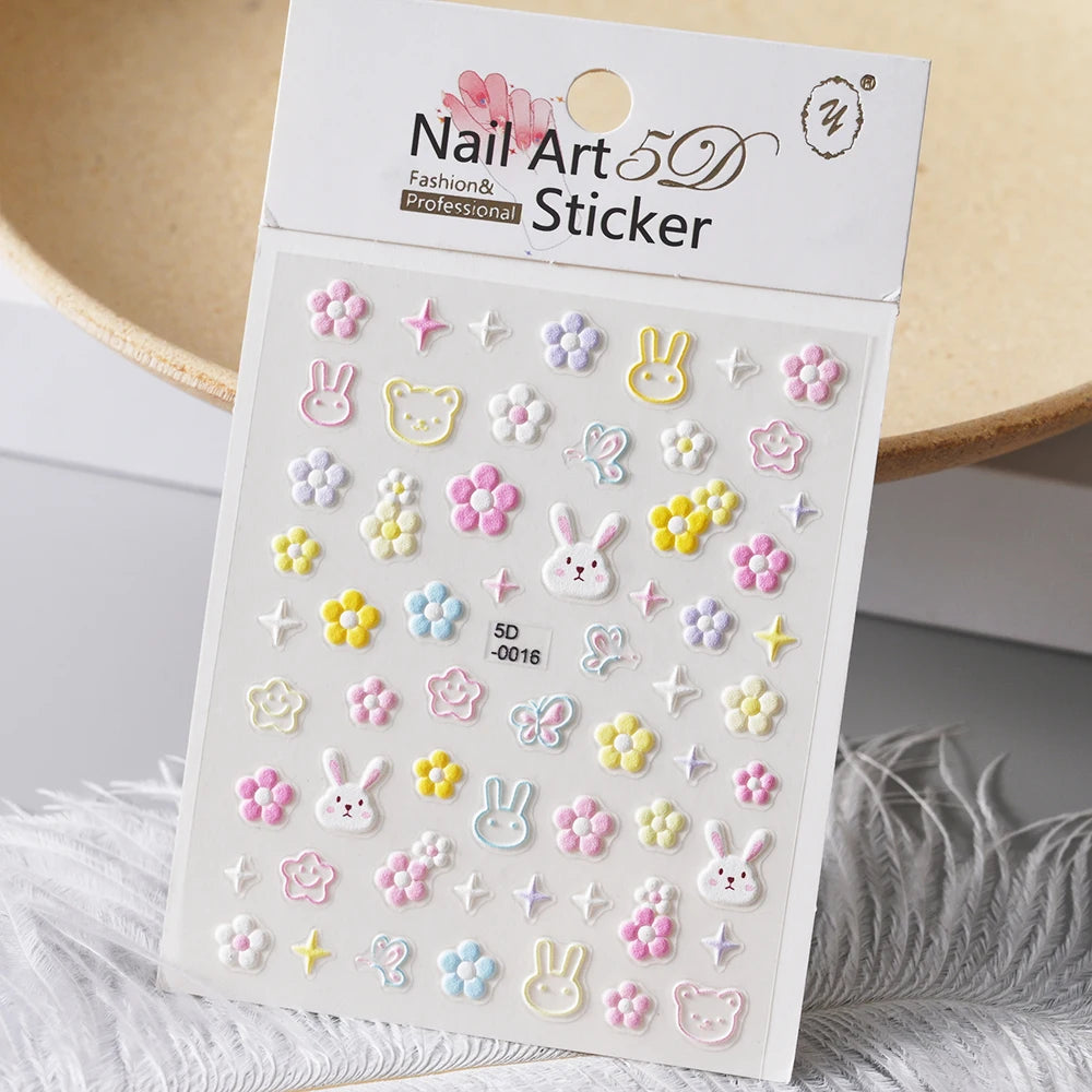 5 D Macron Flower/Fruit Nail Charms Sticker