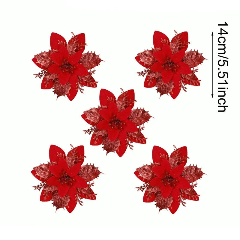 Christmas Glitter Artificial Flowers