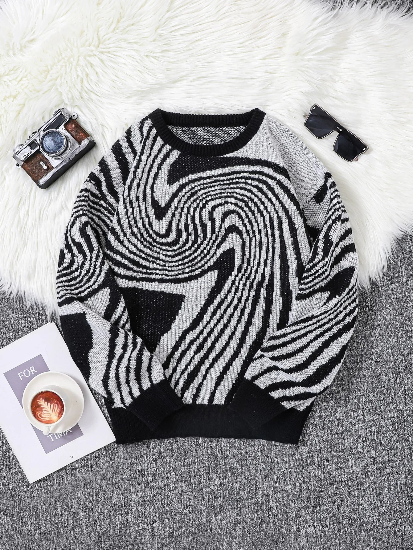 Jacquard Pattern Casual Knitted sweater