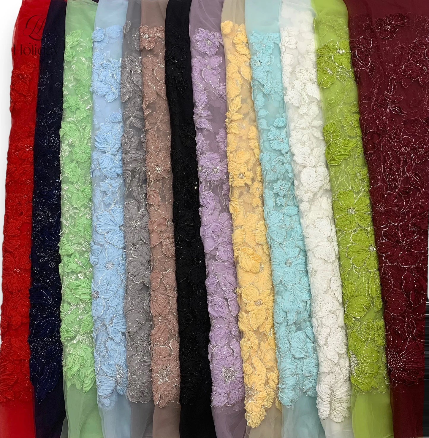 African Chiffon Tulle Lace Fabric French Luxury Sequins Beads Mesh Lace Fabric Nigerian For Woman Evening Clothes Dresses