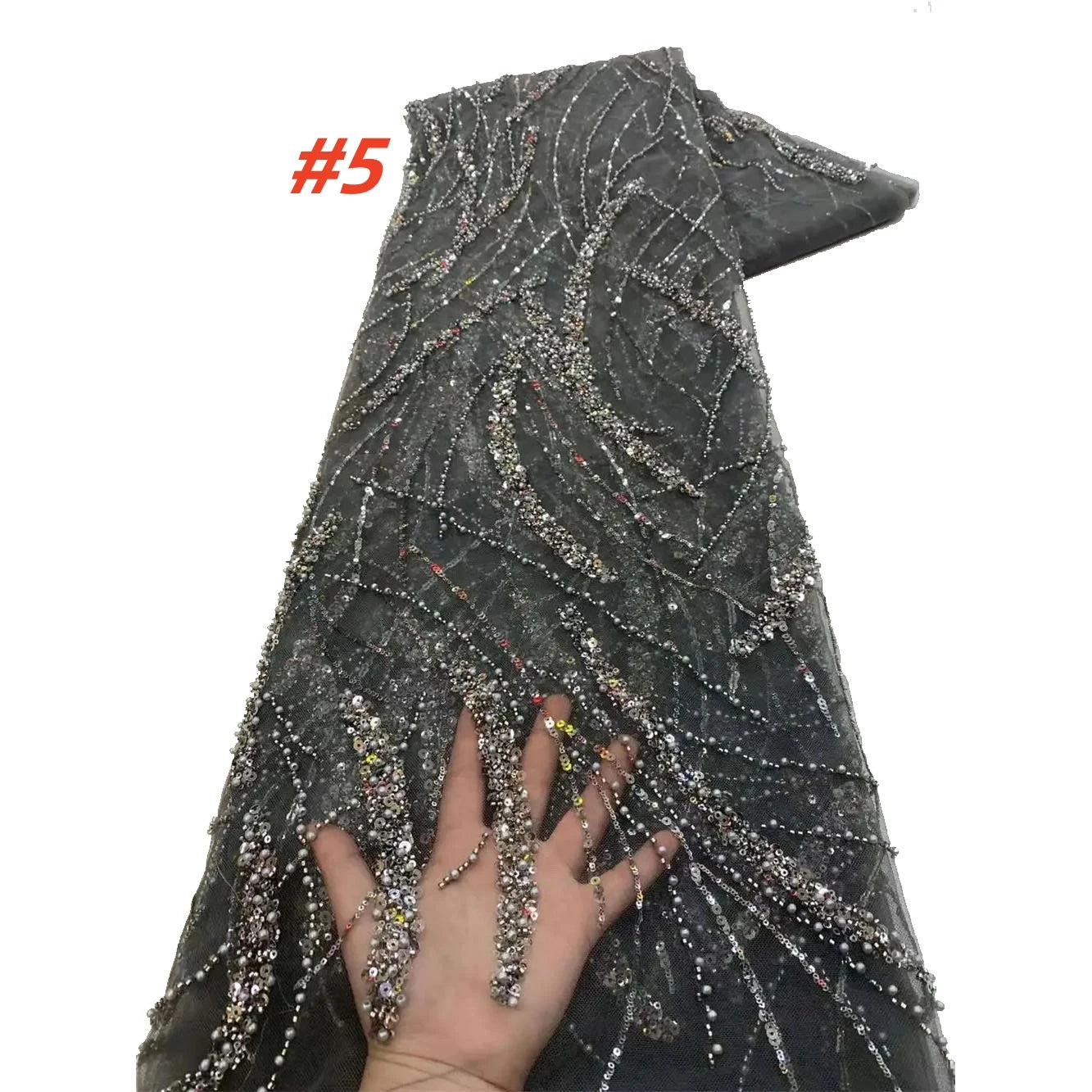 Luxury French Mesh Lace Beads Fabric 2025 High Quality African Nigerian Sequins Lace Lace For Women Wedding Party Dresses Sewing