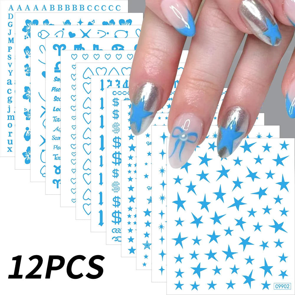 12 sheet Cartoon Stitch Angel Nail Stickers