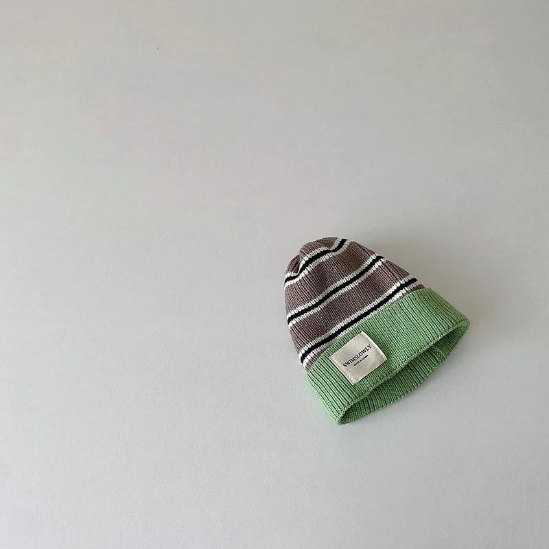 Fashion Striped Kids Knit Bonnet Cap