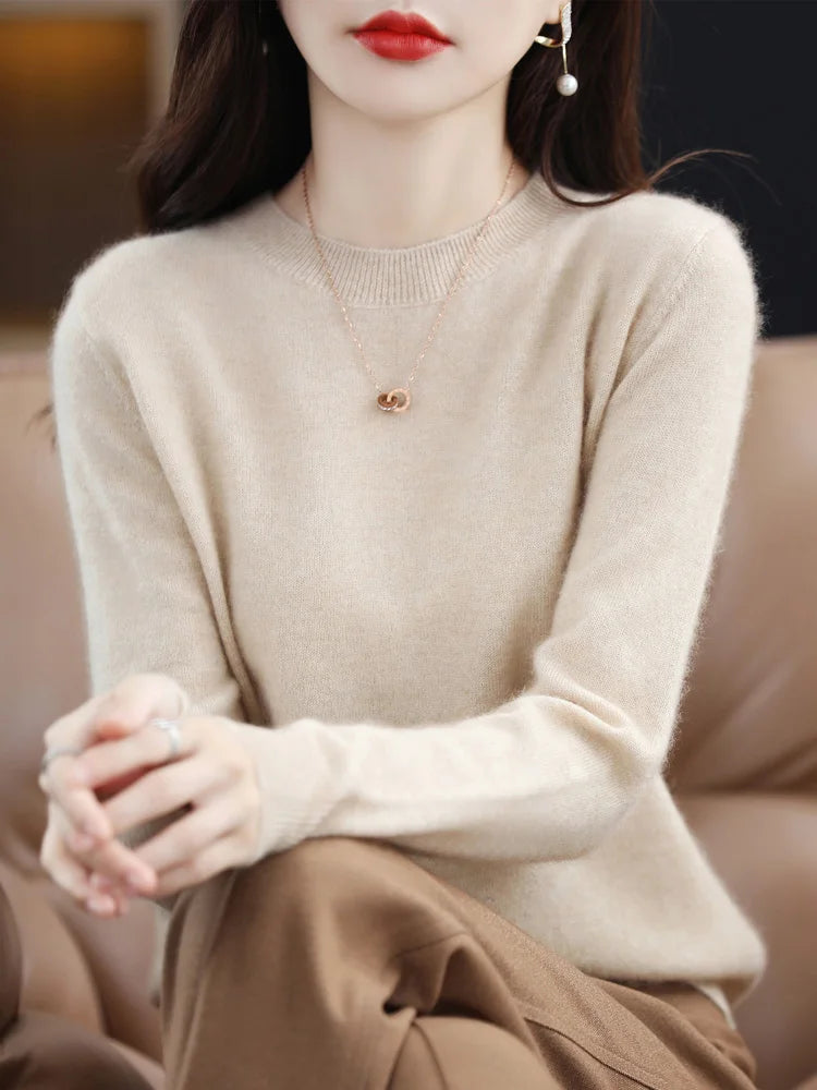 Merino Wool Elegant Cashmere Jumper Tops