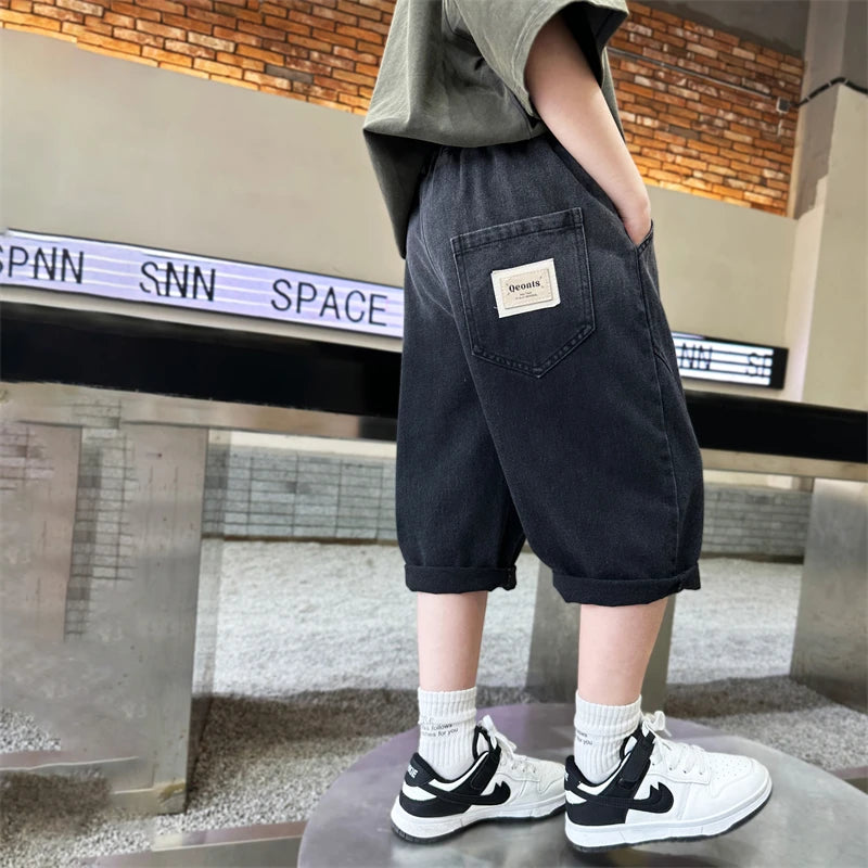 Boys gradient denim mid-trousers