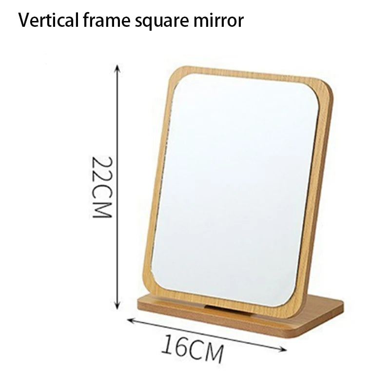 Portable Wooden Folding Desktop Makeup Mirror