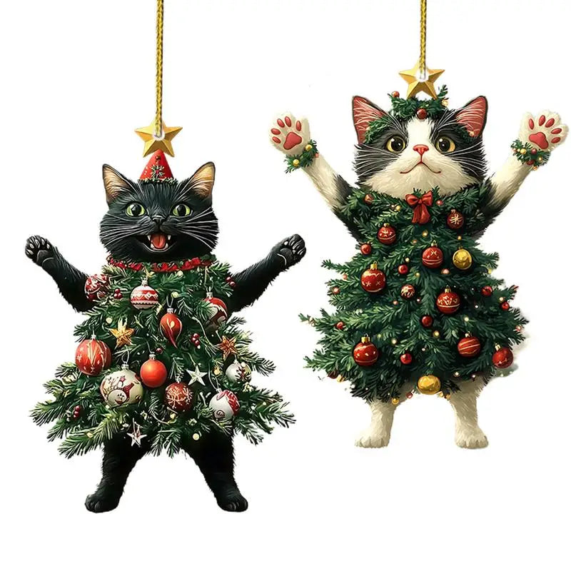 Christmas Tree Cat Pendants