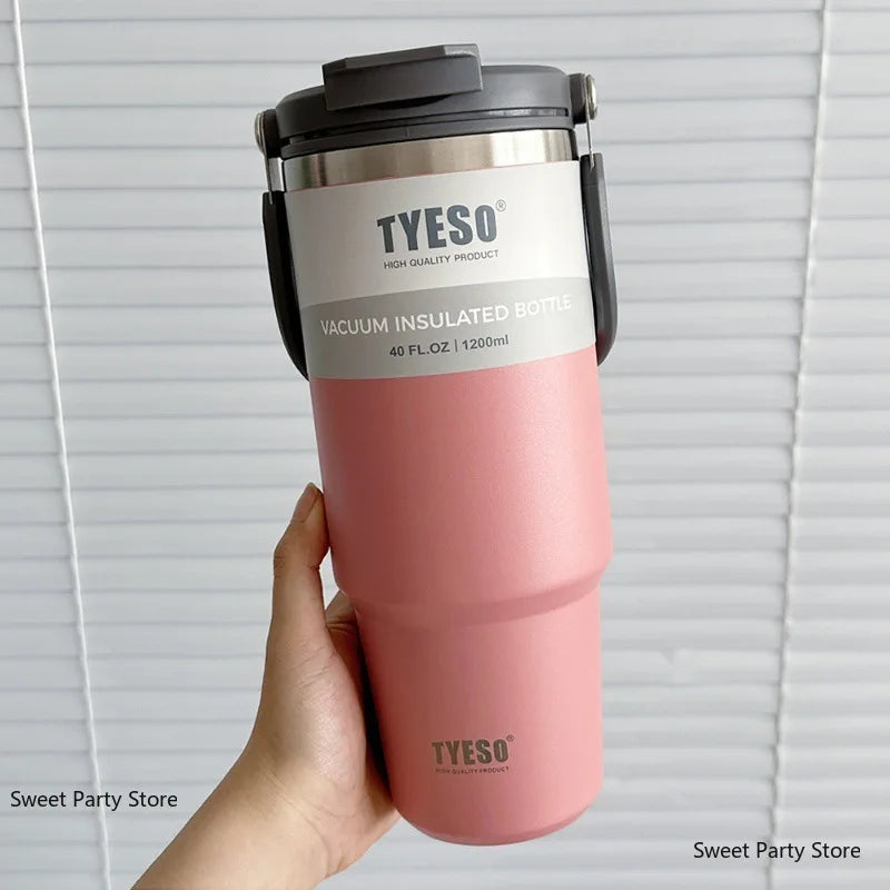 Tyeso 600/750/900/1050/1200ML Stainless Steel Thermos Bottle Car Coffee Cup Sports Water Bottles Keeps Cold and Heat Thermal Mug
