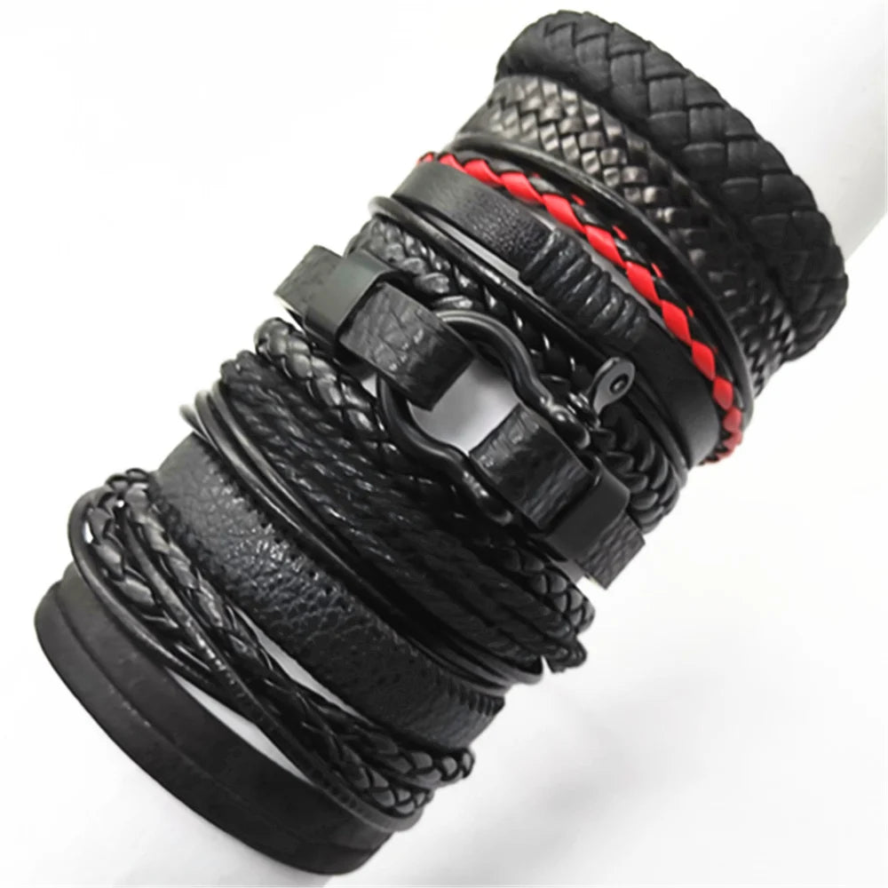 10 Pcs/set Black Wrap Fashion Handmade Bracelets