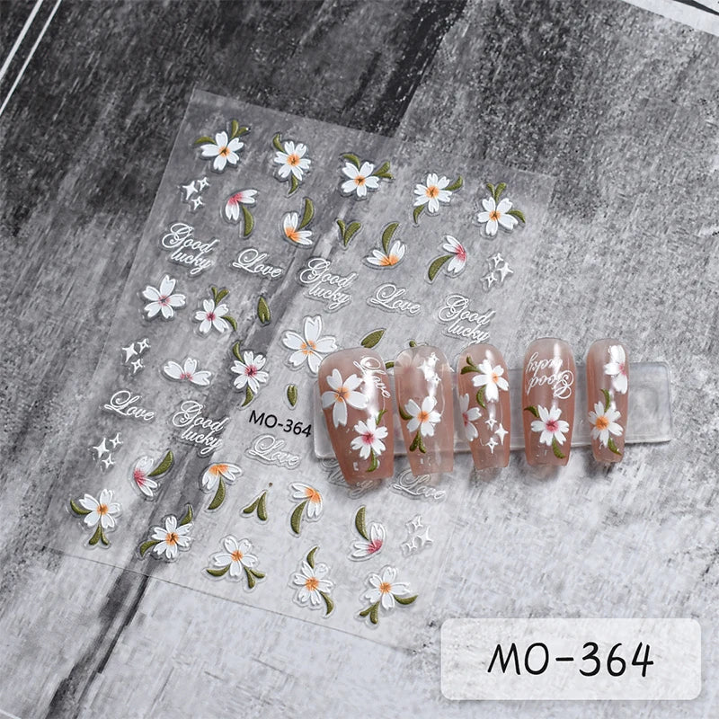 3 D White Bow knot Flower Nail Art Sticker